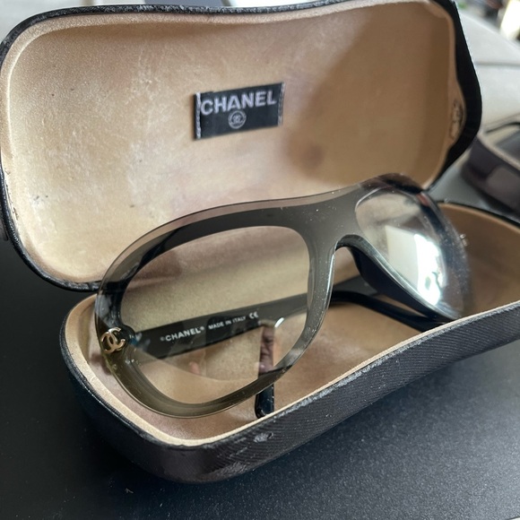 CHANEL Black Eyeglasses Rectangular Frame Clear Lenses - Picture 1 of 6